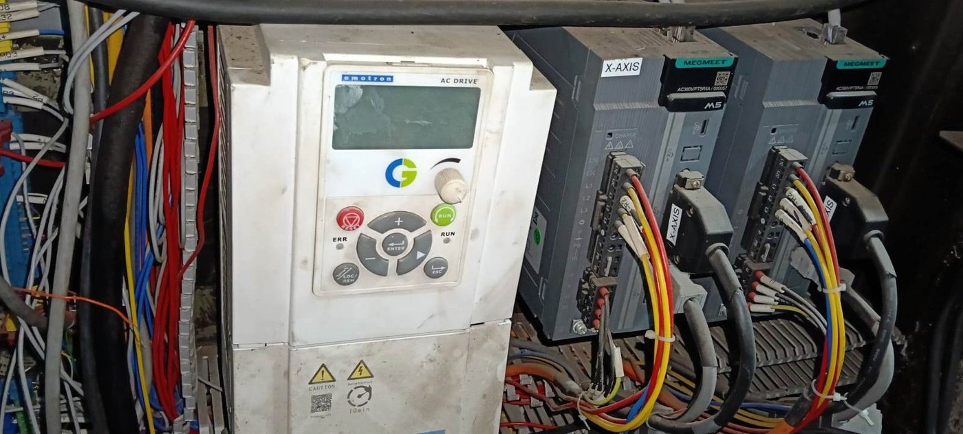 AC drive with servo drives for axis control