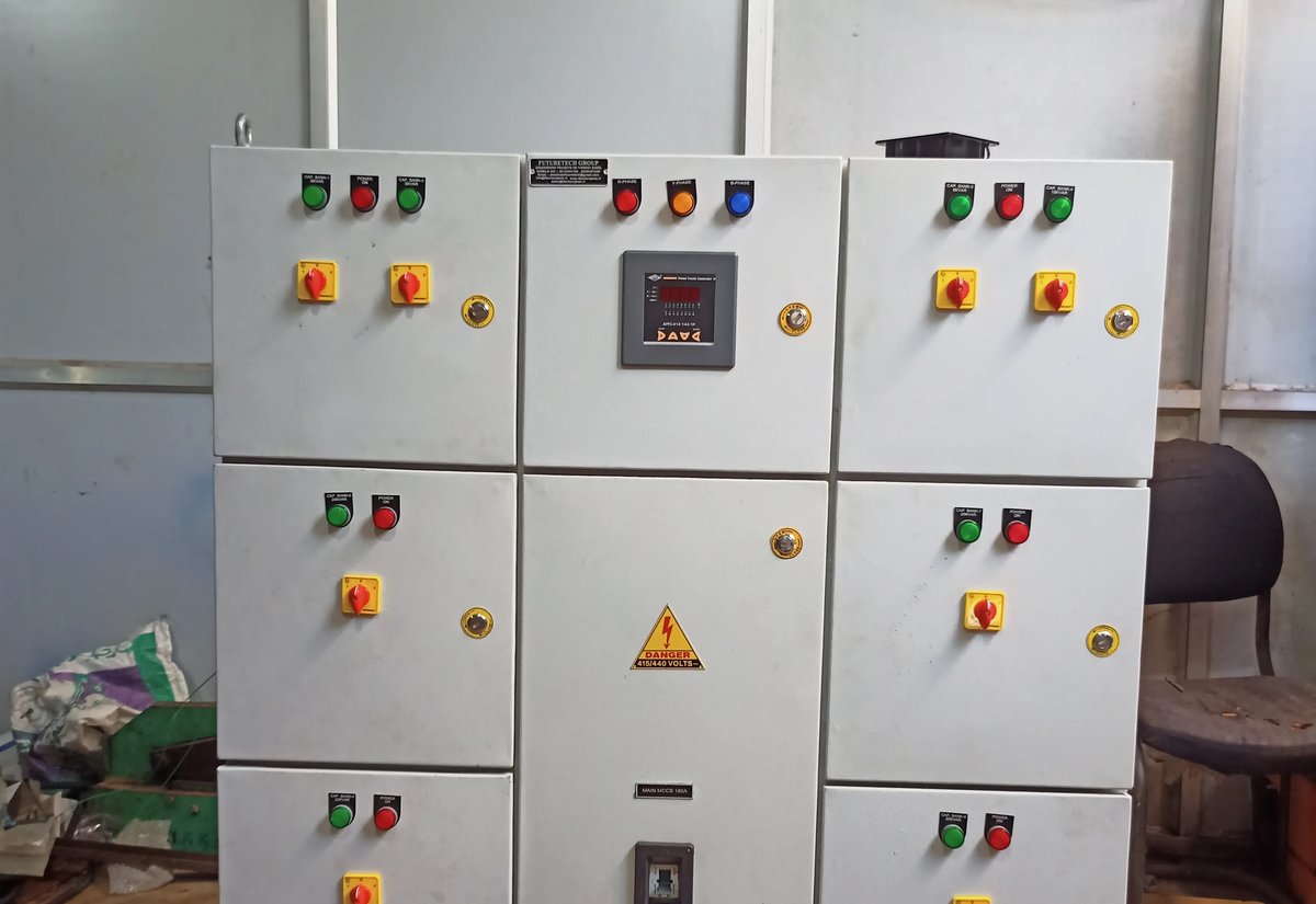 APFC panel with power factor controller and capacitor bank feeders